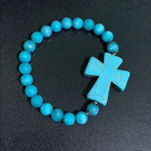 Turquoise Cross Bead Bracelet